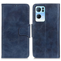 Funda de Cuero Cartera con Soporte Carcasa M02L para Oppo Reno7 Pro 5G Azul