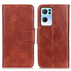 Funda de Cuero Cartera con Soporte Carcasa M02L para Oppo Reno7 Pro 5G Marron