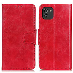 Funda de Cuero Cartera con Soporte Carcasa M02L para Samsung Galaxy A03 Rojo