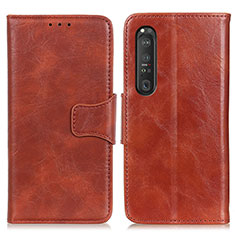 Funda de Cuero Cartera con Soporte Carcasa M02L para Sony Xperia 1 III Marron