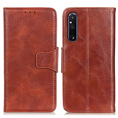 Funda de Cuero Cartera con Soporte Carcasa M02L para Sony Xperia 1 V Marron