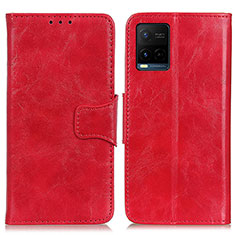 Funda de Cuero Cartera con Soporte Carcasa M02L para Vivo Y21e Rojo