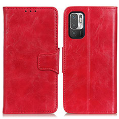 Funda de Cuero Cartera con Soporte Carcasa M02L para Xiaomi Redmi Note 10T 5G Rojo