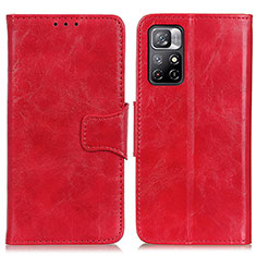 Funda de Cuero Cartera con Soporte Carcasa M02L para Xiaomi Redmi Note 11S 5G Rojo