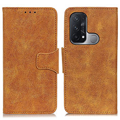 Funda de Cuero Cartera con Soporte Carcasa M03L para Oppo Reno5 A Caqui