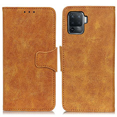 Funda de Cuero Cartera con Soporte Carcasa M03L para Oppo Reno5 F Caqui