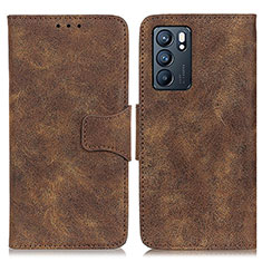 Funda de Cuero Cartera con Soporte Carcasa M03L para Oppo Reno6 5G Marron