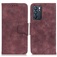 Funda de Cuero Cartera con Soporte Carcasa M03L para Oppo Reno6 5G Morado