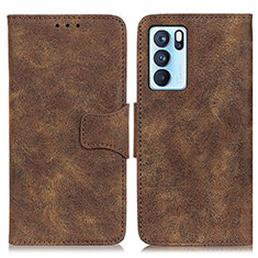 Funda de Cuero Cartera con Soporte Carcasa M03L para Oppo Reno6 Pro 5G India Marron