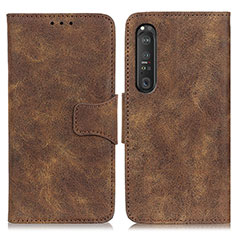 Funda de Cuero Cartera con Soporte Carcasa M03L para Sony Xperia 1 III Marron