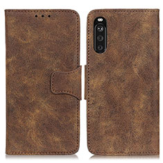 Funda de Cuero Cartera con Soporte Carcasa M03L para Sony Xperia 10 III SO-52B Marron