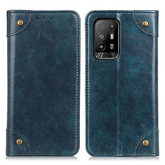 Funda de Cuero Cartera con Soporte Carcasa M04L para Oppo A94 5G Azul