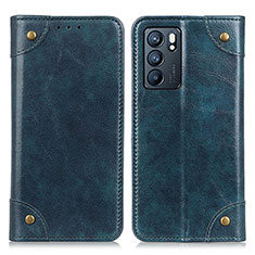 Funda de Cuero Cartera con Soporte Carcasa M04L para Oppo Reno6 5G Azul