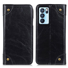 Funda de Cuero Cartera con Soporte Carcasa M04L para Oppo Reno6 Pro 5G India Negro