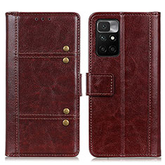 Funda de Cuero Cartera con Soporte Carcasa M04L para Xiaomi Redmi Note 11 4G (2021) Marron