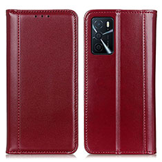 Funda de Cuero Cartera con Soporte Carcasa M05L para Oppo A16s Rojo