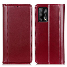 Funda de Cuero Cartera con Soporte Carcasa M05L para Oppo A74 4G Rojo