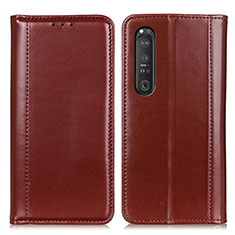 Funda de Cuero Cartera con Soporte Carcasa M05L para Sony Xperia 1 III Marron