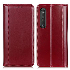 Funda de Cuero Cartera con Soporte Carcasa M05L para Sony Xperia 1 III Rojo