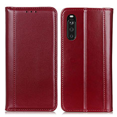 Funda de Cuero Cartera con Soporte Carcasa M05L para Sony Xperia 10 III Lite Rojo