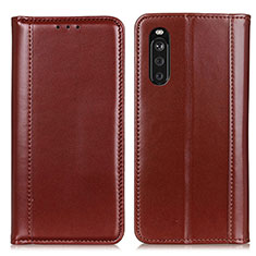 Funda de Cuero Cartera con Soporte Carcasa M05L para Sony Xperia 10 III Marron