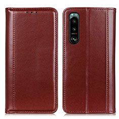 Funda de Cuero Cartera con Soporte Carcasa M05L para Sony Xperia 5 III Marron