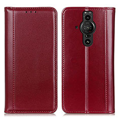 Funda de Cuero Cartera con Soporte Carcasa M05L para Sony Xperia PRO-I Rojo