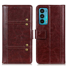 Funda de Cuero Cartera con Soporte Carcasa M06L para Motorola Moto Edge 20 5G Marron