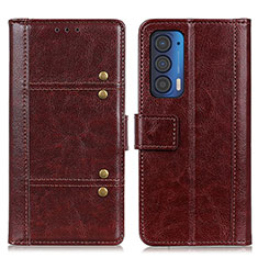 Funda de Cuero Cartera con Soporte Carcasa M06L para Motorola Moto Edge (2021) 5G Marron