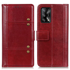 Funda de Cuero Cartera con Soporte Carcasa M06L para Oppo A74 4G Rojo