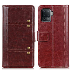 Funda de Cuero Cartera con Soporte Carcasa M06L para Oppo Reno5 F Marron