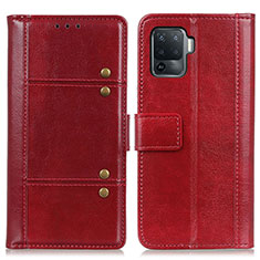 Funda de Cuero Cartera con Soporte Carcasa M06L para Oppo Reno5 F Rojo