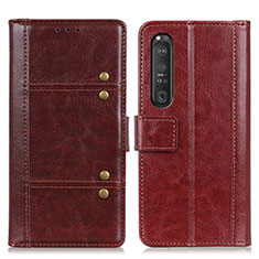 Funda de Cuero Cartera con Soporte Carcasa M06L para Sony Xperia 1 III Marron