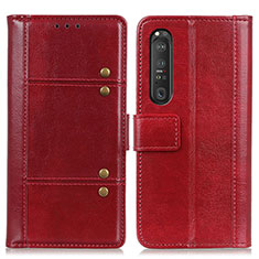 Funda de Cuero Cartera con Soporte Carcasa M06L para Sony Xperia 1 III Rojo