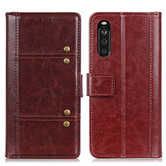 Funda de Cuero Cartera con Soporte Carcasa M06L para Sony Xperia 10 III Marron