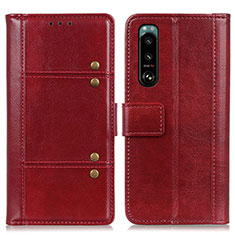 Funda de Cuero Cartera con Soporte Carcasa M06L para Sony Xperia 5 III Rojo