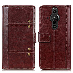 Funda de Cuero Cartera con Soporte Carcasa M06L para Sony Xperia PRO-I Marron