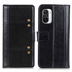 Funda de Cuero Cartera con Soporte Carcasa M06L para Xiaomi Redmi K40 Pro 5G Negro