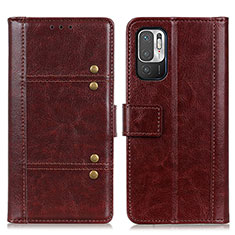 Funda de Cuero Cartera con Soporte Carcasa M06L para Xiaomi Redmi Note 10 5G Marron