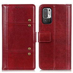 Funda de Cuero Cartera con Soporte Carcasa M06L para Xiaomi Redmi Note 10 5G Rojo