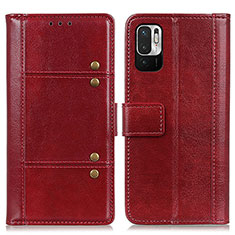 Funda de Cuero Cartera con Soporte Carcasa M06L para Xiaomi Redmi Note 10 JE 5G Rojo