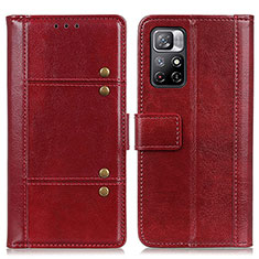 Funda de Cuero Cartera con Soporte Carcasa M06L para Xiaomi Redmi Note 11 5G Rojo