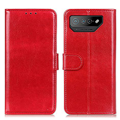 Funda de Cuero Cartera con Soporte Carcasa M07L para Asus ROG Phone 7 Pro Rojo