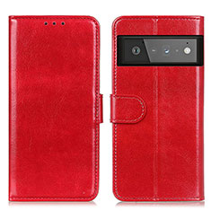 Funda de Cuero Cartera con Soporte Carcasa M07L para Google Pixel 6 Pro 5G Rojo