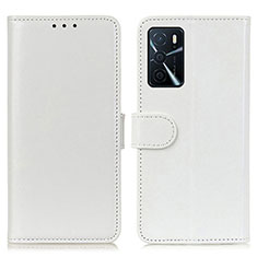 Funda de Cuero Cartera con Soporte Carcasa M07L para Oppo A16s Blanco