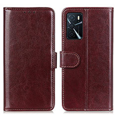 Funda de Cuero Cartera con Soporte Carcasa M07L para Oppo A16s Marron