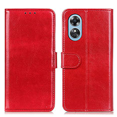 Funda de Cuero Cartera con Soporte Carcasa M07L para Oppo A17 Rojo