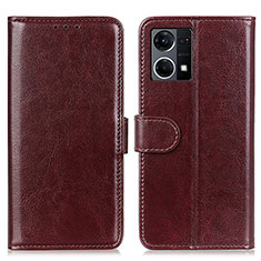 Funda de Cuero Cartera con Soporte Carcasa M07L para Oppo F21 Pro 4G Marron