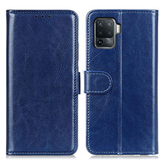 Funda de Cuero Cartera con Soporte Carcasa M07L para Oppo Reno5 F Azul