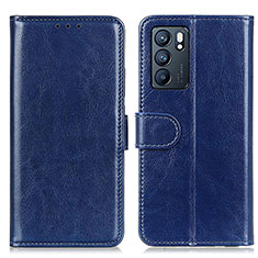 Funda de Cuero Cartera con Soporte Carcasa M07L para Oppo Reno6 5G Azul